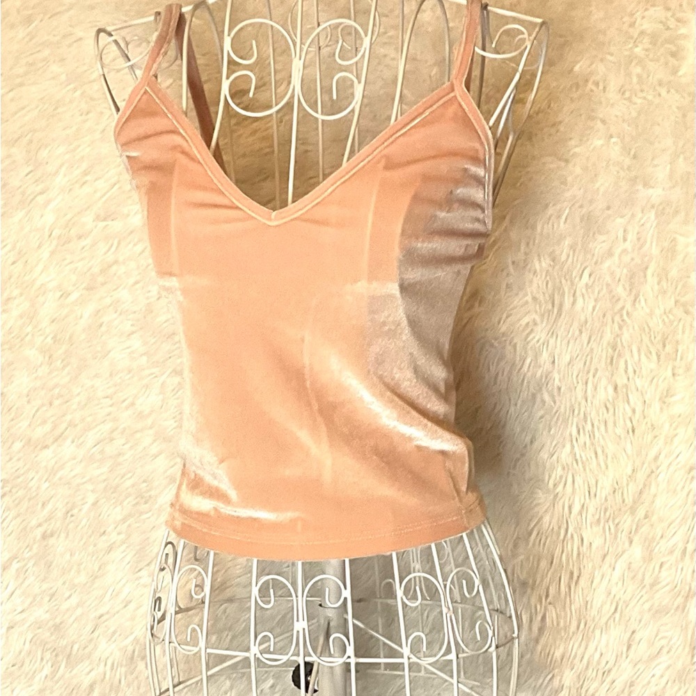 Brandy Melville Pink Velvet Tank Spaghetti Straps (Small)